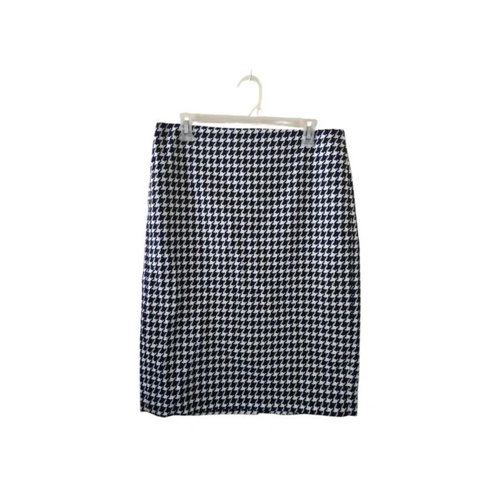Talbots navy houndstooth pencil skirt